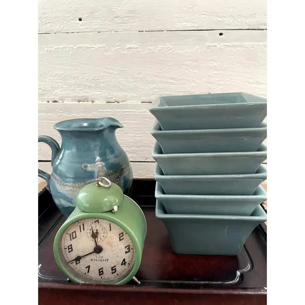 Espana Lifestyle Tabletops Unlimited Set 6 Blue Square Bowls 5.5